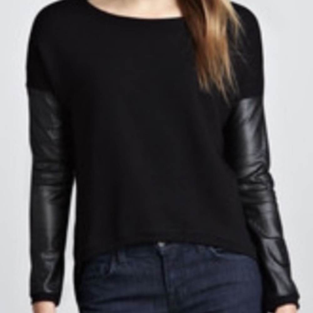 Generation Love leather sleeve sweater -black